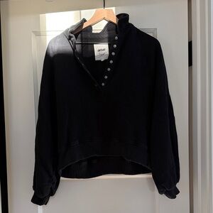 Aerie Black Hoodie with Button Details